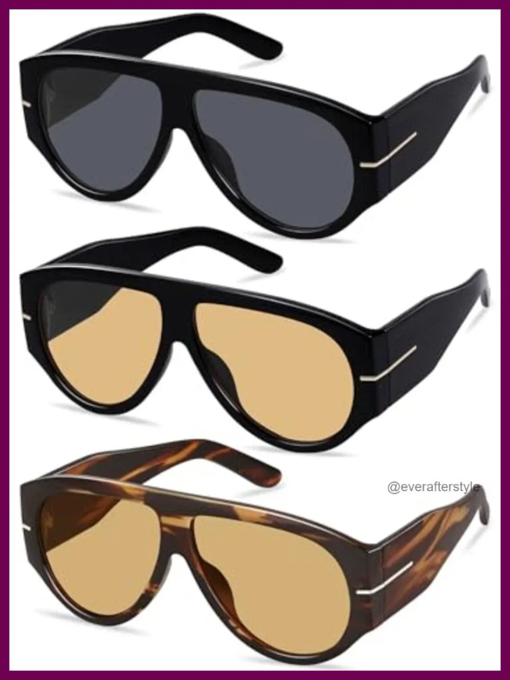 Oversized Retro Aviator Sunglasses 70s Vintage Style UV400